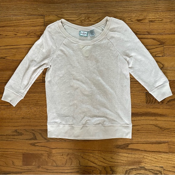 Miken Active Metallic Beige Taupe 3/4 Sleeve Sweatshirt Women’s Medium - Picture 2 of 6
